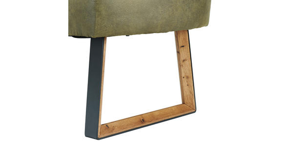 ECKBANK 215/173 cm Webstoff Grün, Eichefarben Eiche massiv Holz, Metall - Eichefarben/Schwarz, KONVENTIONELL, Holz/Textil (215/173cm) - Voleo