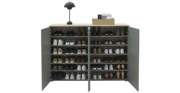 SCHUHSCHRANK 158,2/113,2/34 cm  - Eichefarben/Schwarz, Design, Holzwerkstoff/Kunststoff (158,2/113,2/34cm) - Voleo