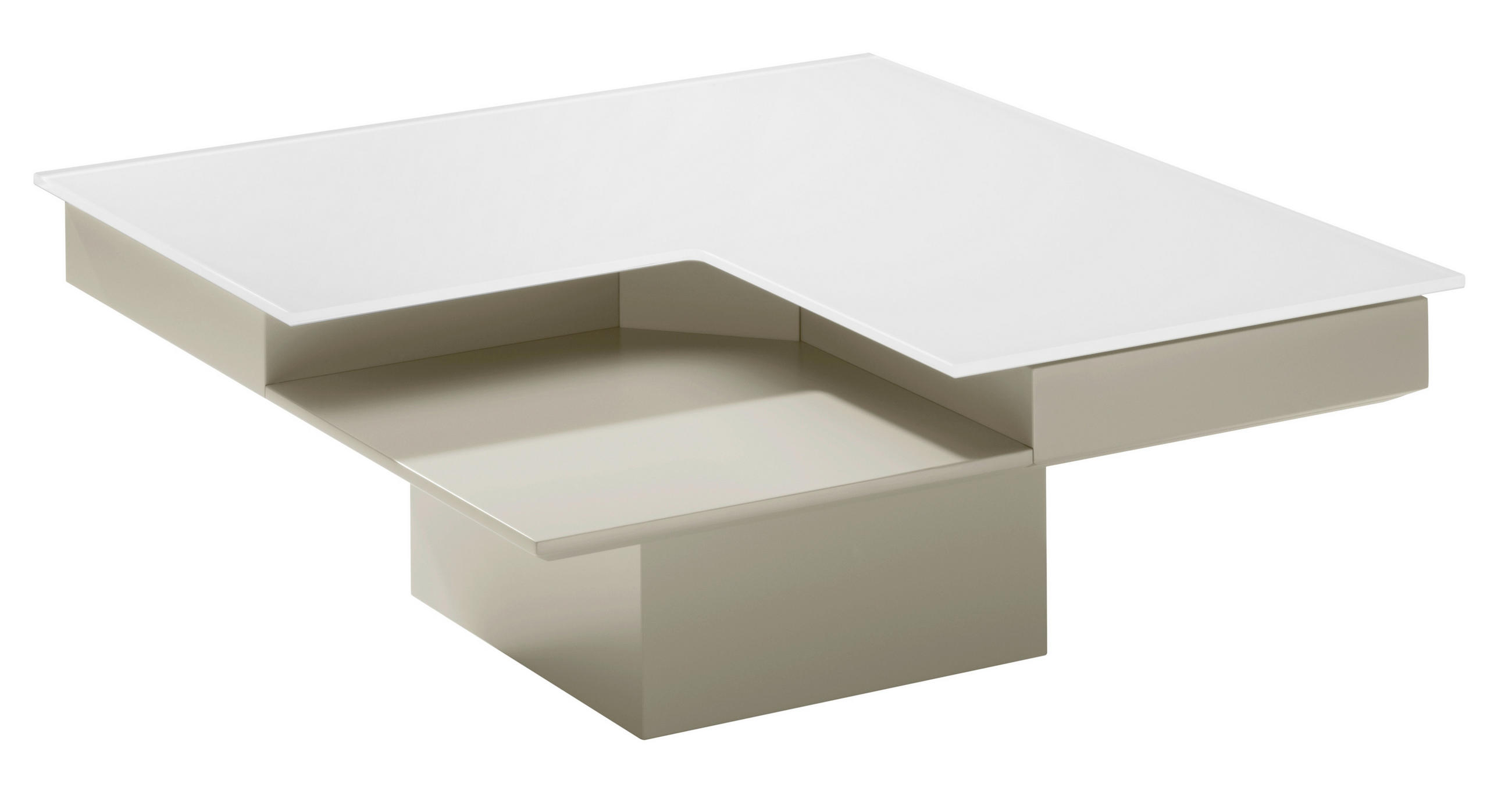 COUCHTISCH in Glas, Holzwerkstoff 85/85/35 cm  - Hellgrau/Weiß, Design, Glas/Holzwerkstoff (85/85/35cm) - Bacher