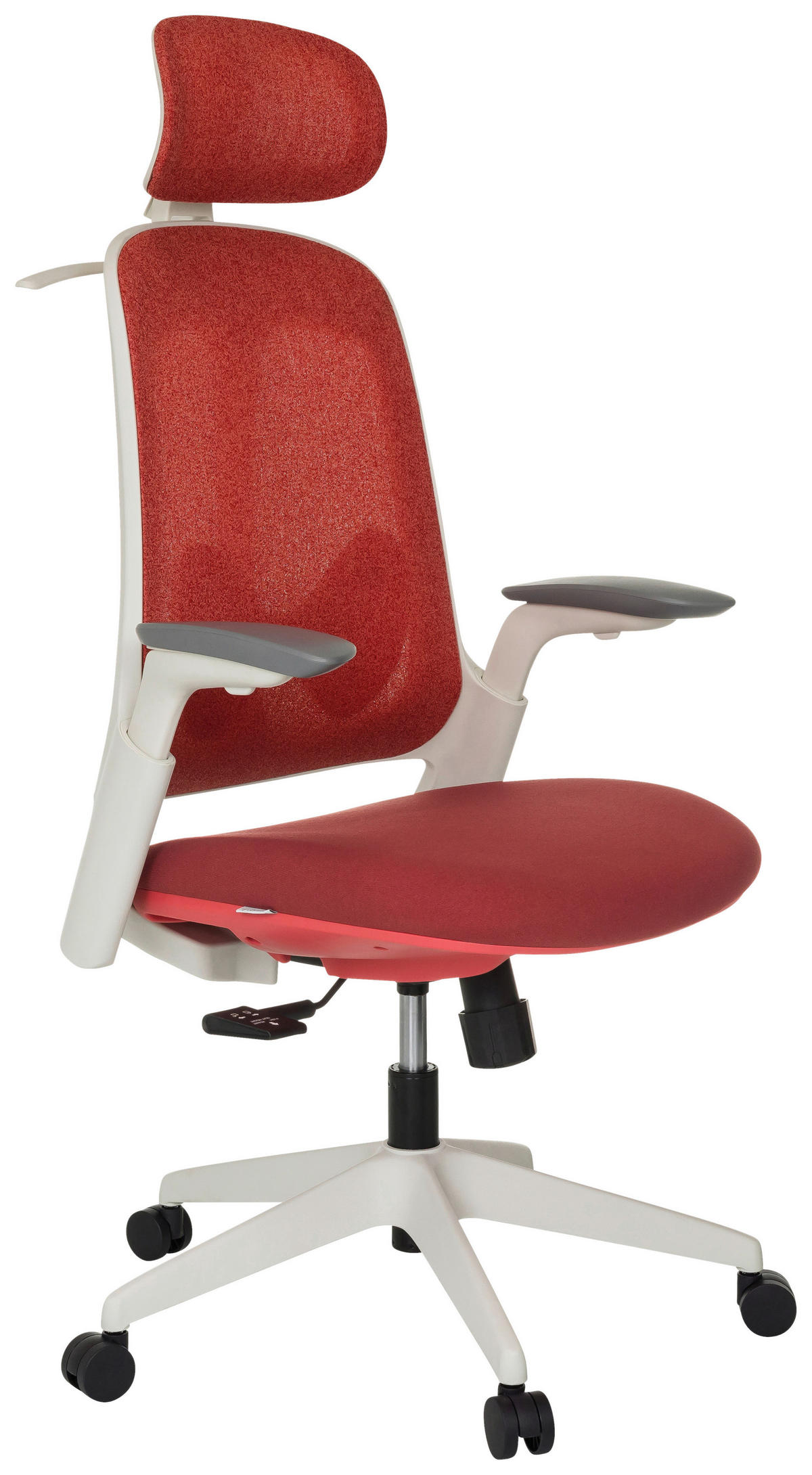 DREHSTUHL Netzbespannung Rot  - Rot/Weiß, MODERN, Kunststoff/Textil (66/115-131/66cm) - MID.YOU