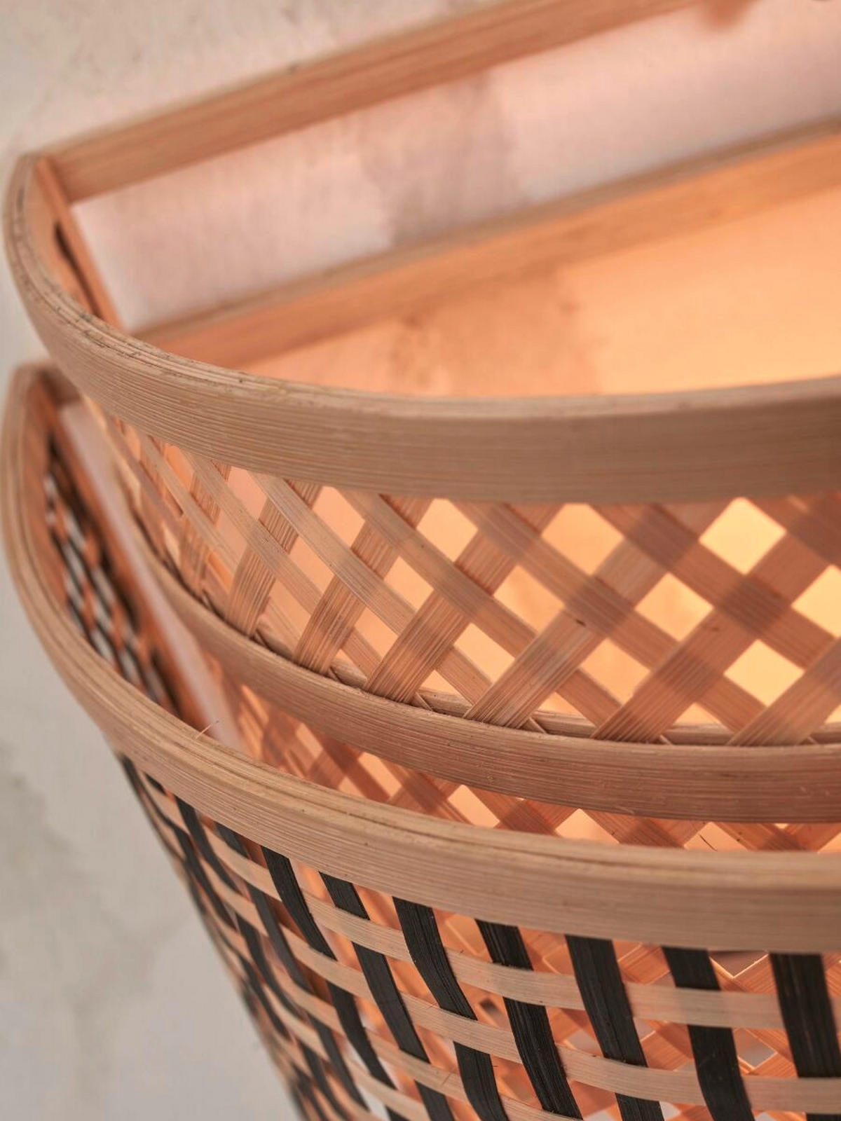 WANDLEUCHTE GOOD&MOJO  32/16/27 cm   - Schwarz/Naturfarben, Trend, Holz (32/16/27cm) - Good & Mojo