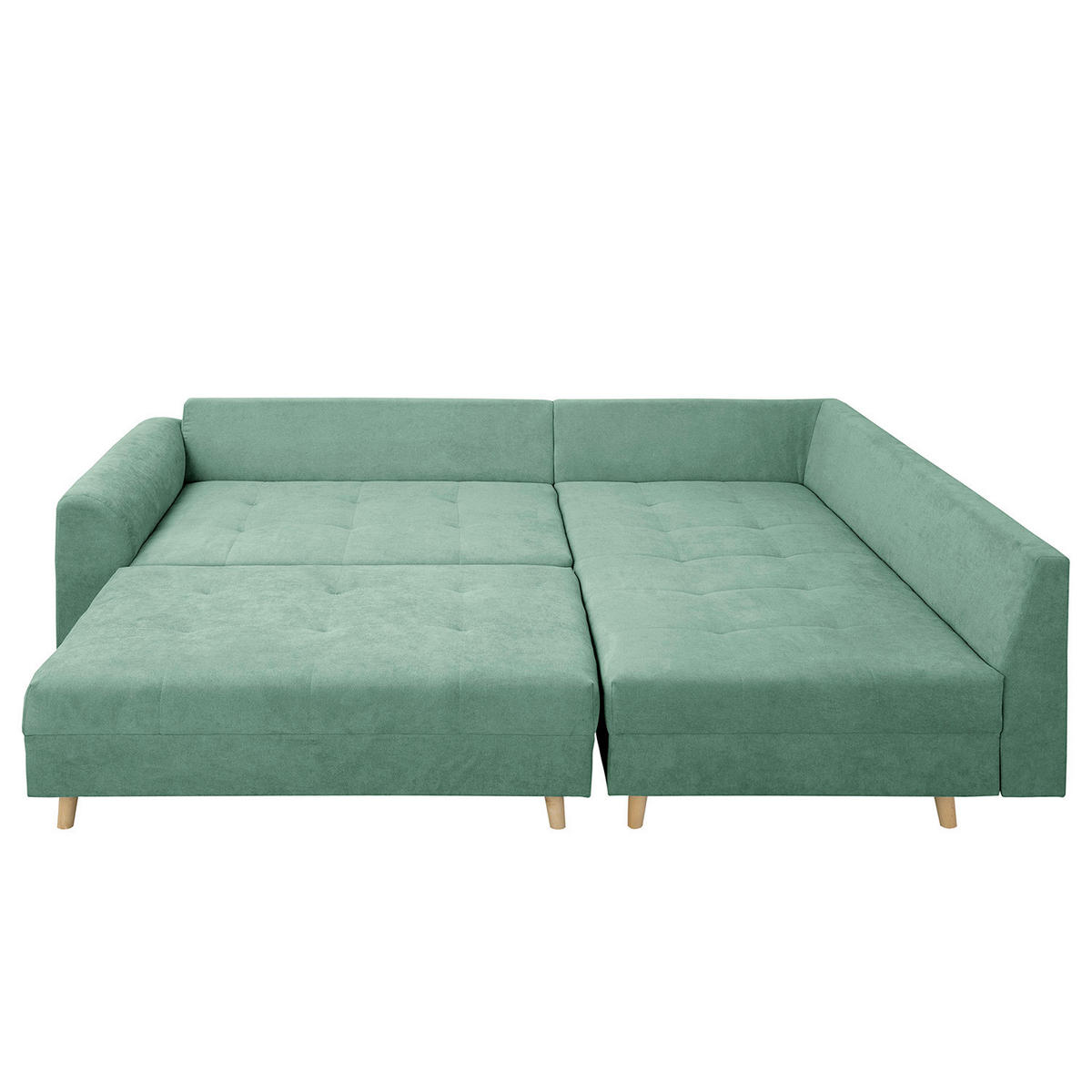 ECKSOFA inkl. Hocker Ariella in Mikrofaser Mintgrün  161/231 cm  - Naturfarben/Mintgrün, Design, Holz/Textil (161/231cm) - Livetastic