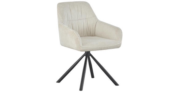 ARMLEHNSTUHL  Stoffauswahl, Sitzfläche 360° drehbar, inklusive Armlehnen Cord  - Beige/Schwarz, Design, Textil/Metall (56/83/62cm) - Carryhome