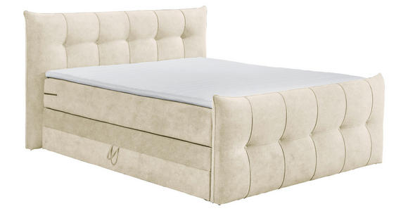 BOXSPRINGBETT 180/200 cm  in Creme  - Creme/Schwarz, KONVENTIONELL, Kunststoff/Textil (180/200cm) - Esposa