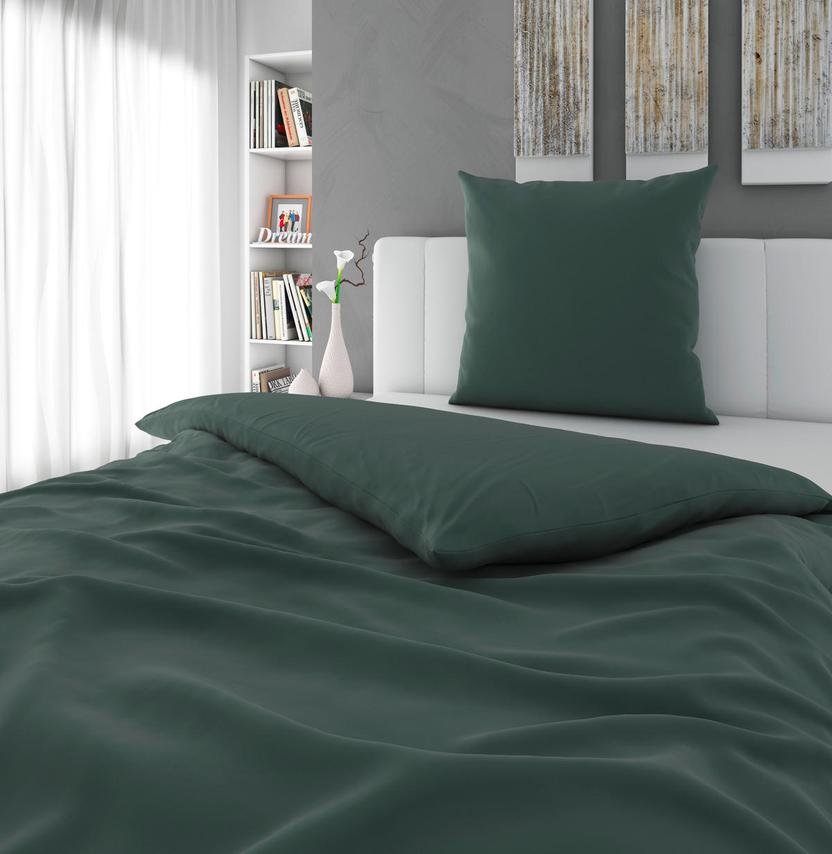 BETTWÄSCHE 135/200 cm  - Dunkelgrün, Textil (135/200cm) - Esposa
