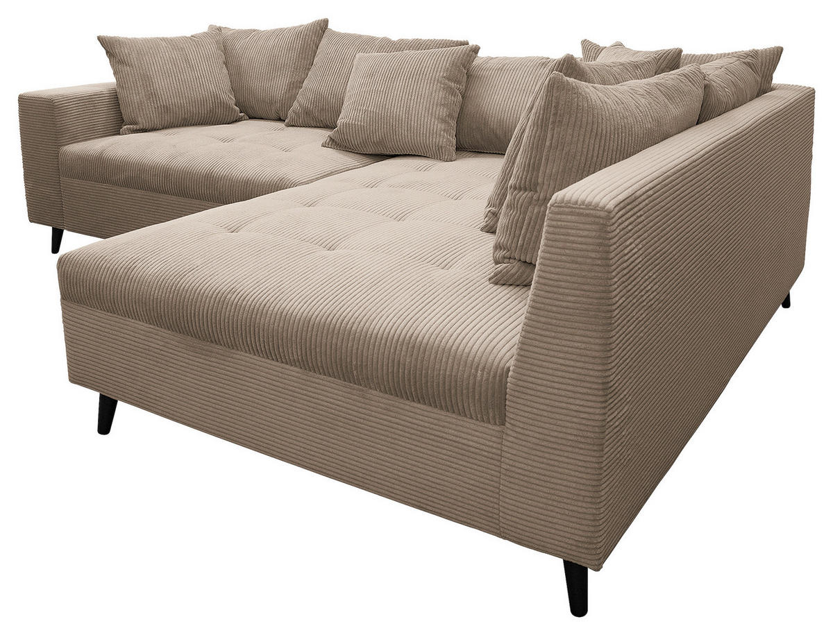 KUTNA GARNITURA tekstil  svijetlo smeđa   - svijetlo smeđa/crna, Design, tekstil/drvo (247/174cm) - MID.YOU