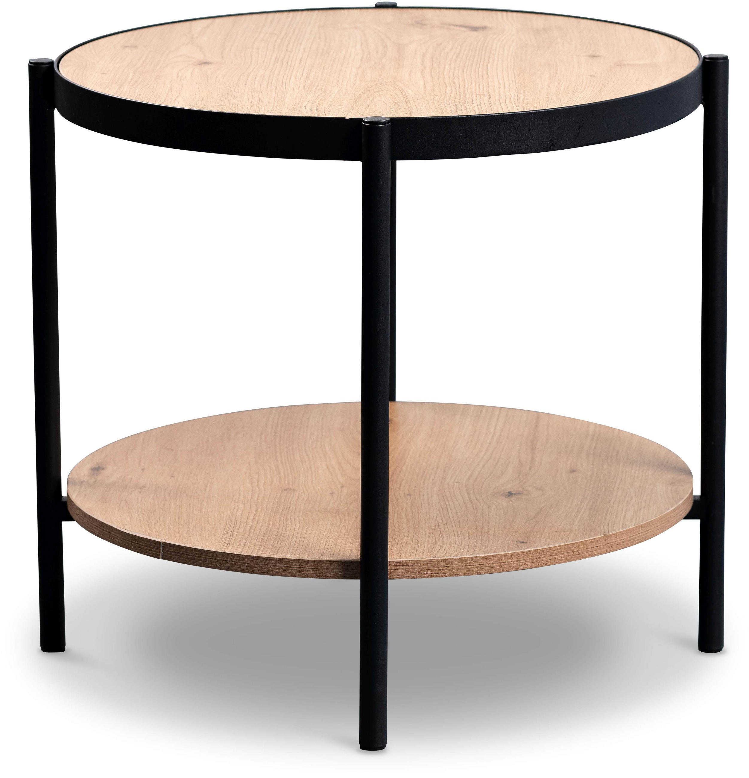 BEISTELLTISCH 52/52/45 cm Eiche Artisan rund  - Schwarz/Eiche Artisan, Design, Holzwerkstoff/Metall (52/52/45cm) - Xora