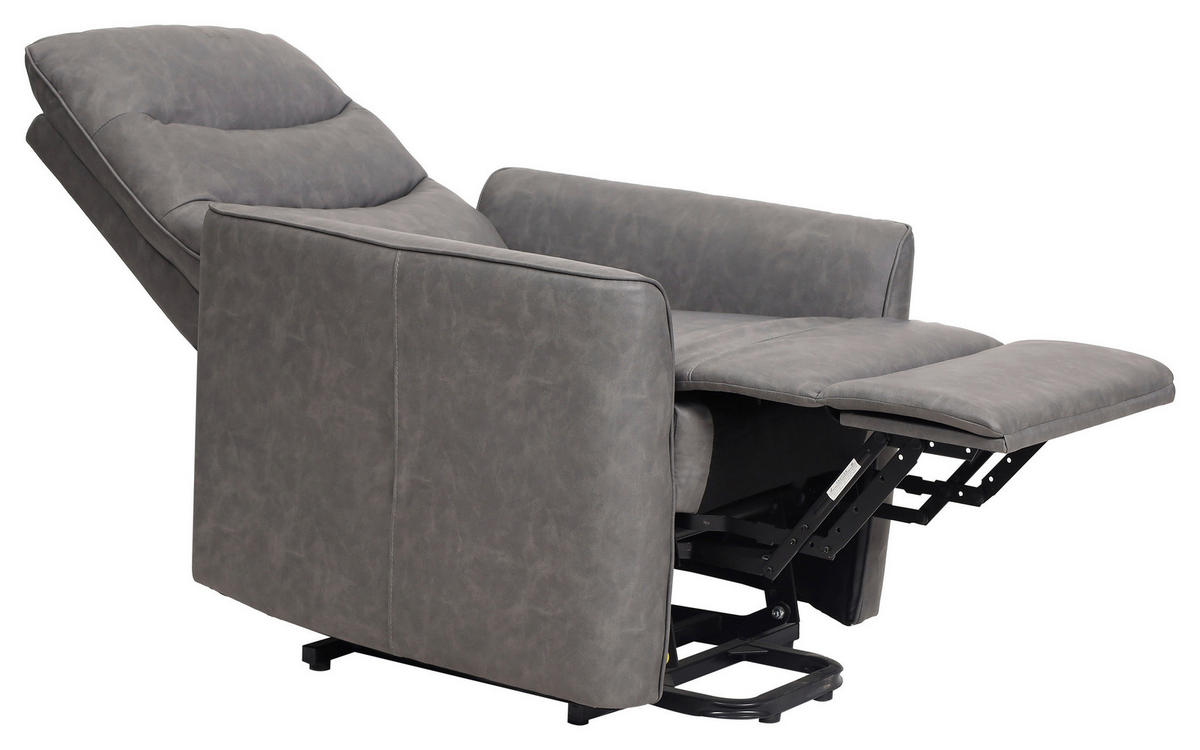 FERNSEHSESSEL in Lederlook Grau  - Schwarz/Grau, Konventionell, Textil/Metall (76/105/88cm) - MID.YOU