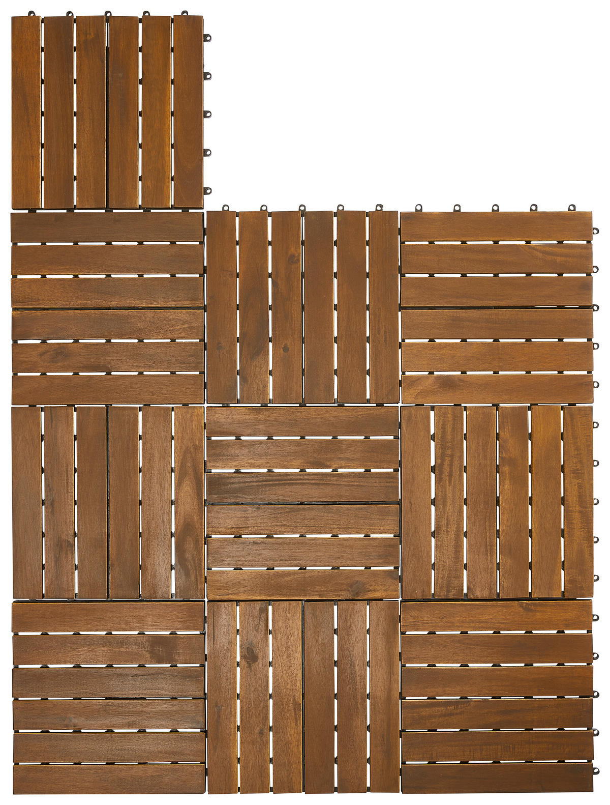 Terrassenfliese 10er Set 10 Stück  - Dunkelbraun/Schwarz, Design, Holz/Kunststoff (30/30/2,4cm) - Ambia Garden
