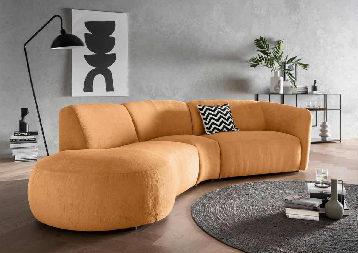 ECKSOFA in Mikrofaser Goldfarben  182/276 cm  - Goldfarben/Schwarz, MODERN, Kunststoff/Textil (182/276cm) - Livetastic