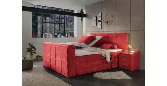 BOXSPRINGBETT 180/200 cm in Rot - Rot, KONVENTIONELL, Textil (180/200cm) - Carryhome