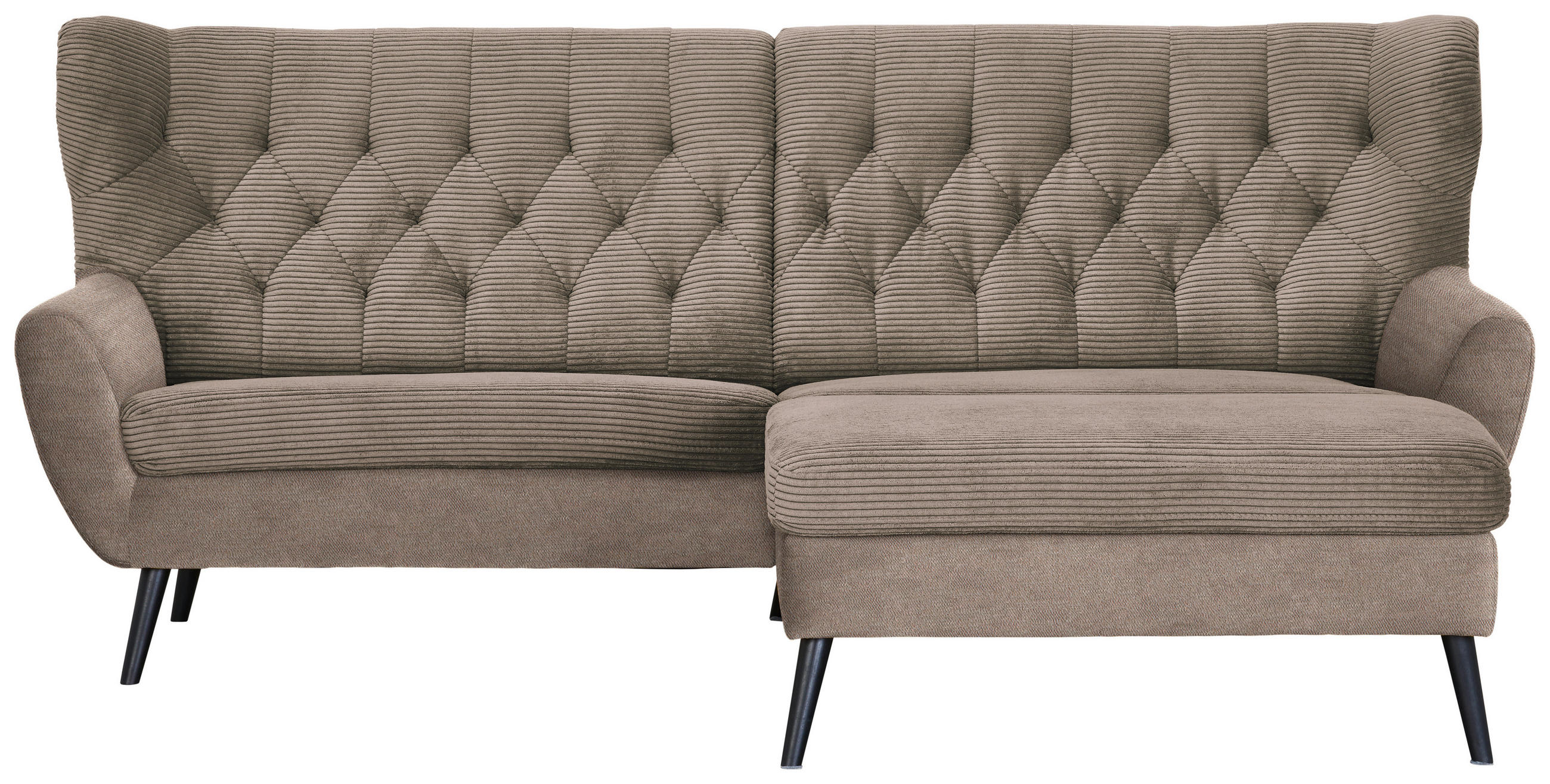 ECKSOFA in Cord Braun 237/165 cm - Schwarz/Braun, Design, Holz/Textil (237/165cm) - Stylife