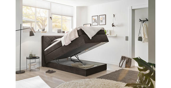 BOXSPRINGBETT 140/200 cm  in Dunkelbraun  - Dunkelbraun/Schwarz, KONVENTIONELL, Kunststoff/Textil (140/200cm) - Xora