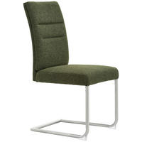 SZÁNKÓTALPAS SZÉK fém, textil zöld, nemesacél  - nemesacél/zöld, Design, textil/fém (48/98/63cm) - Novel