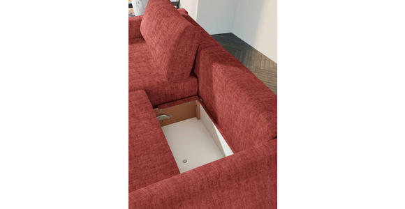 2,5-SITZER in Velours Rot - Rot/Schwarz, Design, Kunststoff/Textil (240/70/125cm) - Xora