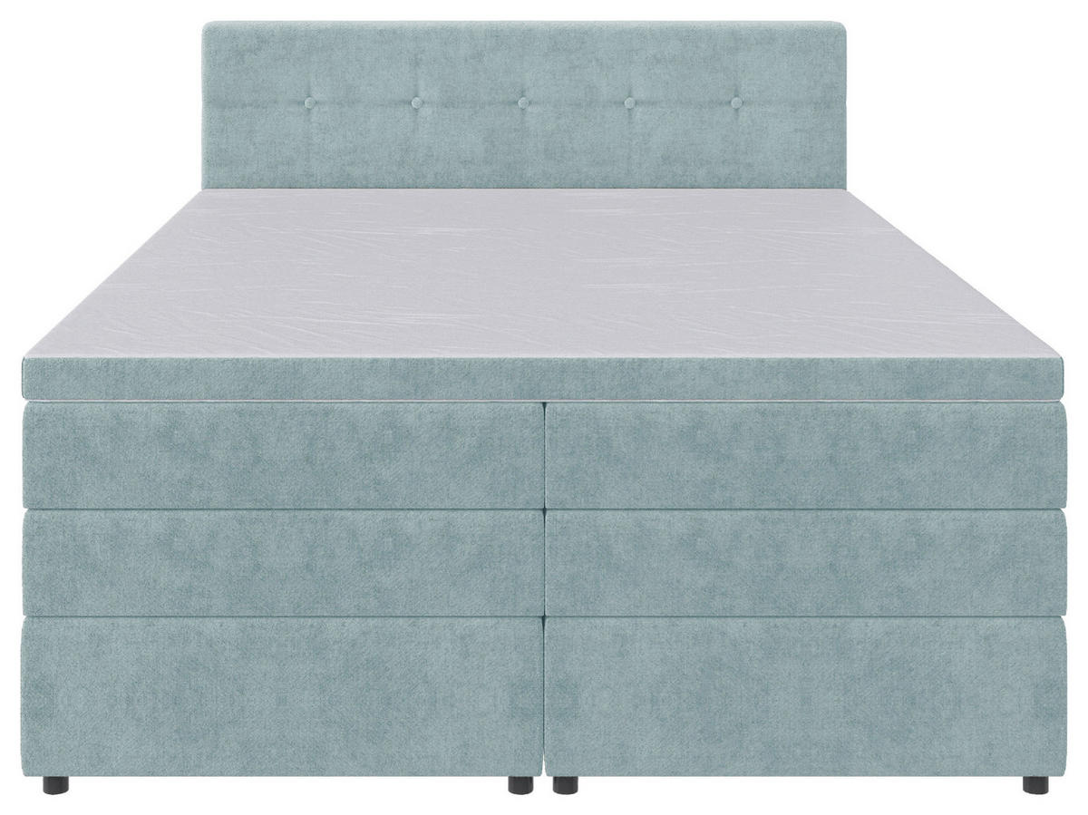 BOXSPRINGBETT 160/200 cm  in Hellblau  - Schwarz/Hellblau, KONVENTIONELL, Kunststoff/Textil (160/200cm) - Carryhome