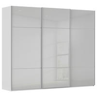 SCHWEBETÜRENSCHRANK 242/223/68 cm,  in Grau, Weiß, 3 Tür(en)  - Alufarben/Weiß, KONVENTIONELL, Glas/Holzwerkstoff (242/223/68cm) - Novel