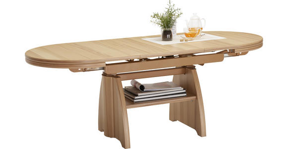 COUCHTISCH Wildeiche furniert oval Wildeiche 125-165,5/71/56-75 cm  - Wildeiche, KONVENTIONELL, Holzwerkstoff/Metall (125-165,5/71/56-75cm) - Venda