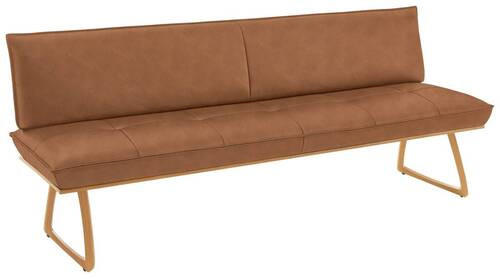 SITZBANK 214/88/66 cm Echtleder Cognac, Wildeiche Wildeiche furniert, massiv Holz  - Wildeiche/Eichefarben, Design, Leder/Holz (214/88/66cm) - Koinor