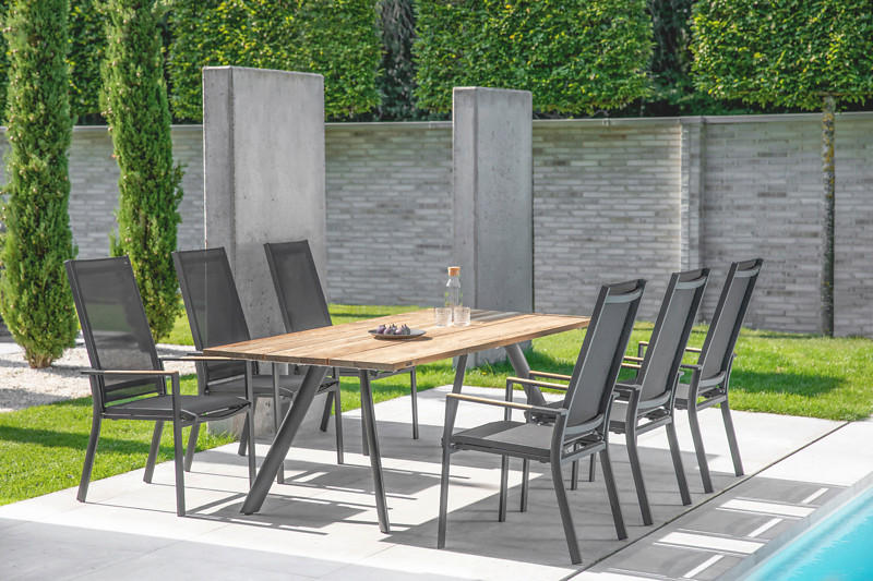 GARTENSESSEL Aluminium Anthrazit, Schwarz  - Anthrazit/Schwarz, LIFESTYLE, Holz/Textil (60/110/73cm)