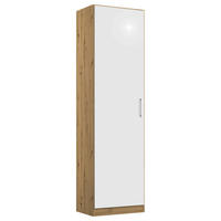 DREHTÜRENSCHRANK Eiche Artisan, Weiss Hochglanz  - Weiss Hochglanz/Chromfarben, Modern, Holzwerkstoff/Kunststoff (47/197/54cm) - Rauch Möbel