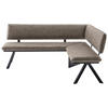 ECKBANK in Metall, Textil Schwarz, Hellbraun  - Hellbraun/Schwarz, Modern, Textil/Metall (180/140cm) - Cantus