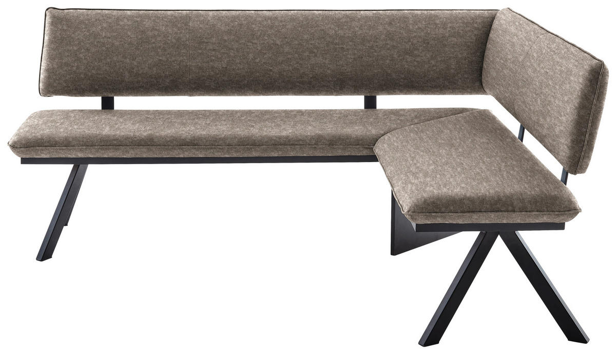 ECKBANK 205/165 cm  in Schwarz, Hellbraun  - Hellbraun/Schwarz, MODERN, Textil/Metall (205/165cm) - Cantus
