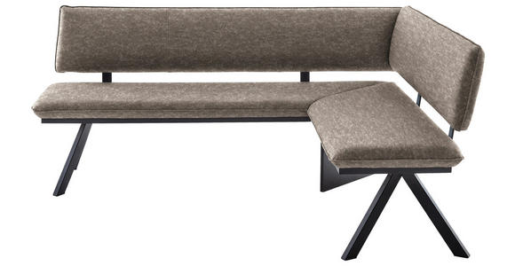 ECKBANK 180/140 cm in Schwarz, Hellbraun - Hellbraun/Schwarz, MODERN, Textil/Metall (180/140cm) - Cantus