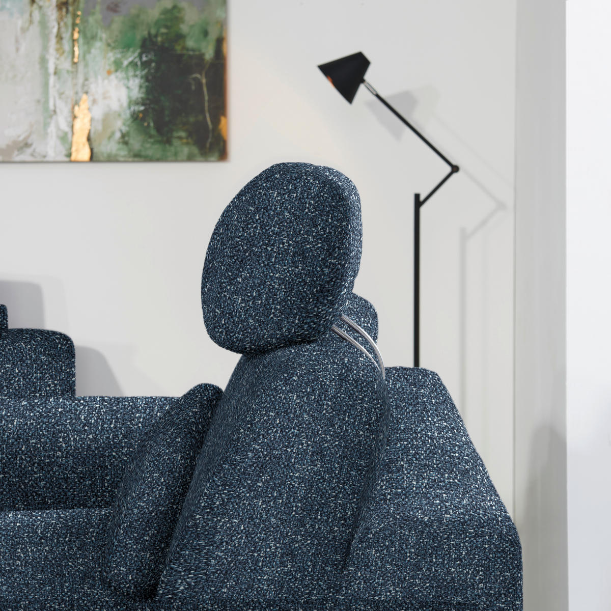 3-SITZER-SOFA Struktur Blau  - Blau/Schwarz, Design, Holz/Textil (196/85-104/95cm) - Novel