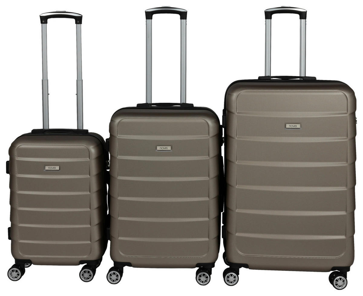 REISEKOFFERSET Schwarz, Champagner 3-teilig  - Champagner/Schwarz, KONVENTIONELL, Kunststoff/Textil - Novel