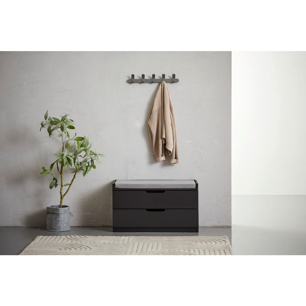 Thumbnail - Mid.you Garderobenbank, Grau, Schwarz, Textil, 1-Sitzer, 2 Schubladen, Füllung: Schaumstoff, 80x44.5x35.5 cm, Garderobe,...