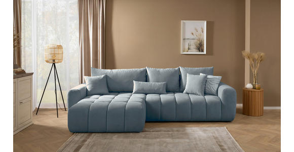 ECKSOFA in Velours Blau  - Blau/Schwarz, KONVENTIONELL, Kunststoff/Textil (168/298cm) - Carryhome
