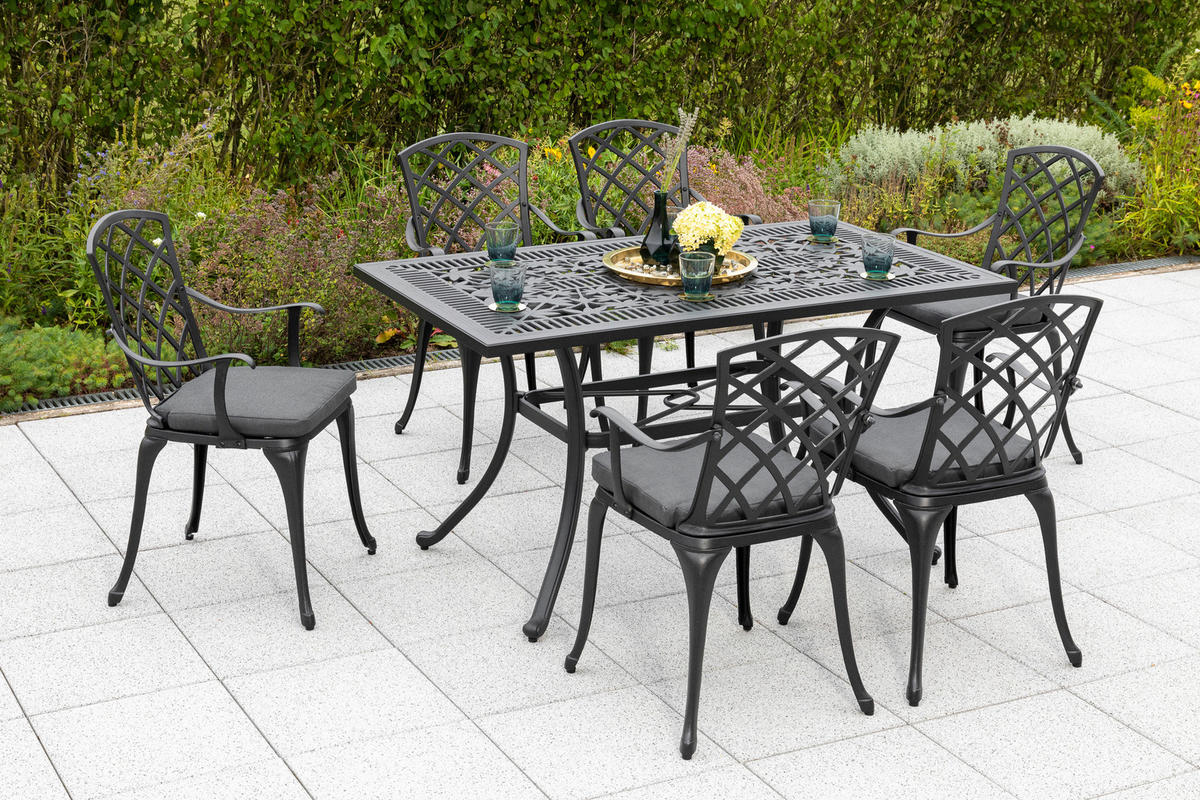 GARTENSET Aluminium  - Graphitfarben/Grau, MODERN, Textil/Metall - Gardenson