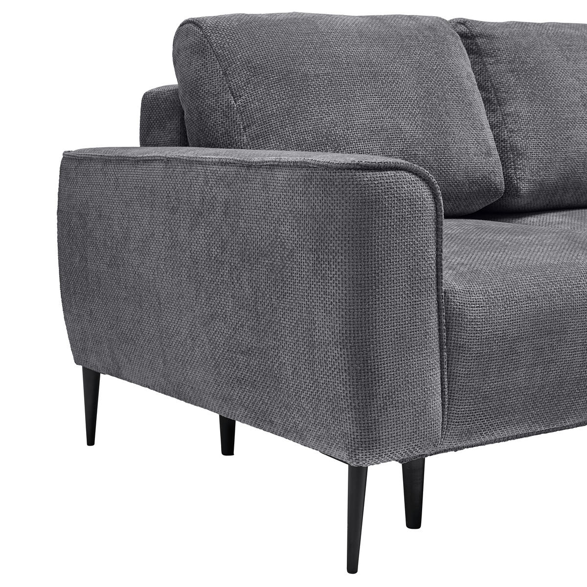 ECKSOFA in Webstoff Anthrazit  - Anthrazit/Schwarz, Modern, Textil/Metall (255/164cm) - MID.YOU