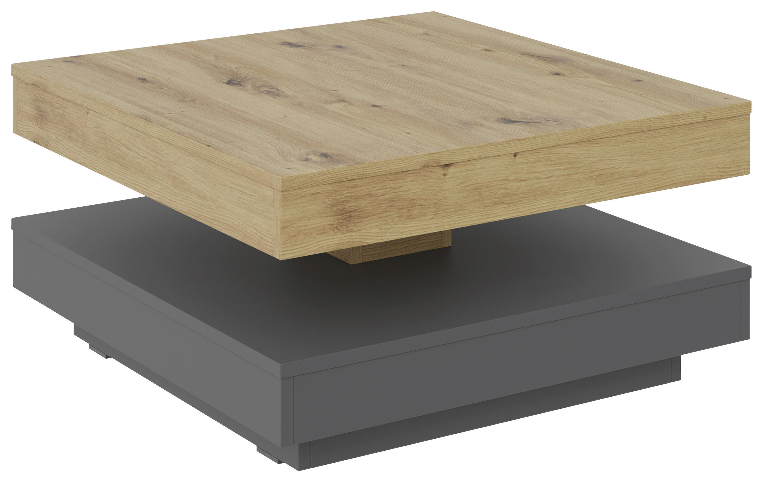 COUCHTISCH 70/70/34 cm quadratisch Anthrazit, Eiche Artisan  - Anthrazit/Schwarz, Design, Holzwerkstoff/Kunststoff (70/70/34cm) - Xora