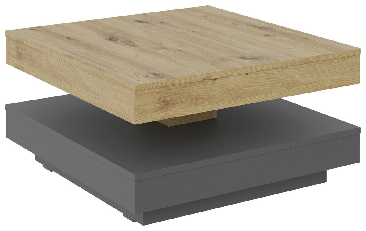 COUCHTISCH 70/70/34 cm quadratisch Anthrazit, Eiche Artisan  - Anthrazit/Schwarz, Design, Holzwerkstoff/Kunststoff (70/70/34cm) - Xora