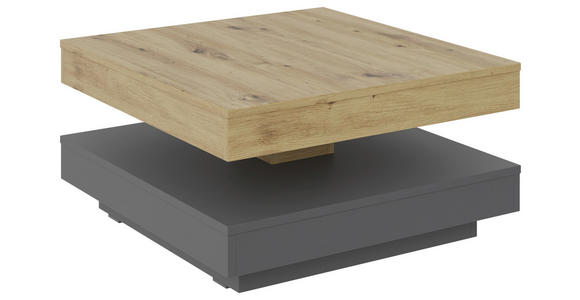 COUCHTISCH 70/70/34 cm quadratisch Anthrazit, Eiche Artisan  - Anthrazit/Schwarz, Design, Holzwerkstoff/Kunststoff (70/70/34cm) - Xora