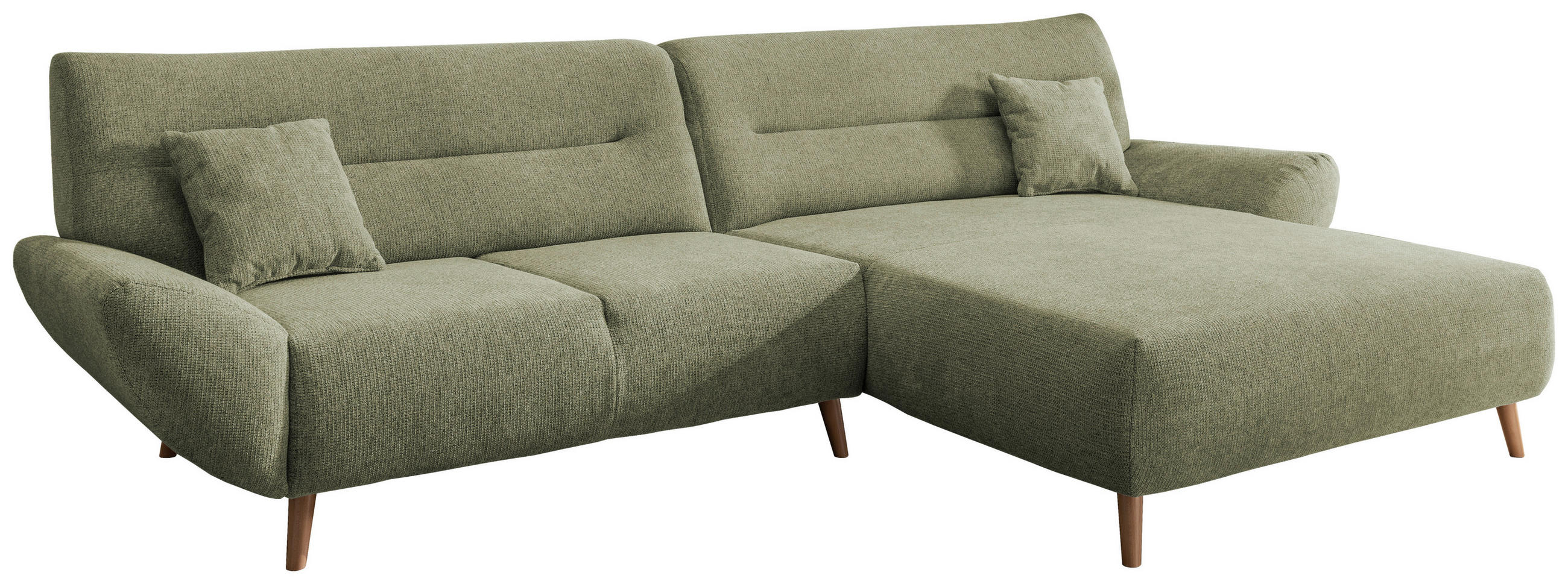 ECKSOFA  Chenille Grün  - Wildeiche/Grün, Modern, Holz/Textil (290/166cm) - P & B