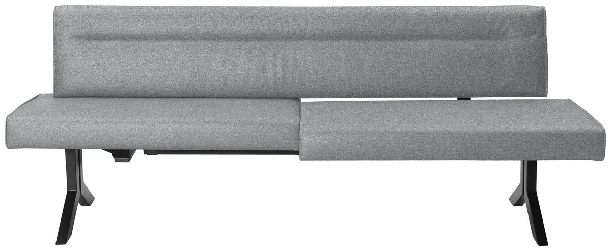 SITZBANK in Metall, Textil Hellgrau  - Hellgrau/Schwarz, Konventionell, Textil/Metall (220/87/70-86cm) - Moderano