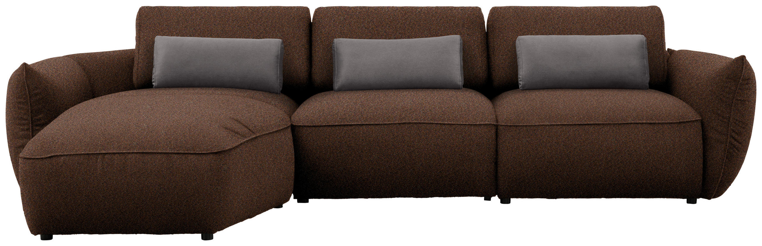 ECKSOFA  in Chenille Braun  190/340 cm  - Schwarz/Braun, Design, Kunststoff/Textil (190/340cm) - Belluti