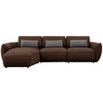 ECKSOFA  in Chenille Braun  190/340 cm  - Schwarz/Braun, Design, Kunststoff/Textil (190/340cm) - Belluti