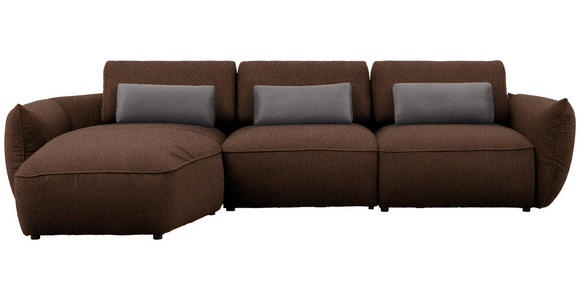 ECKSOFA  in Chenille Braun  190/340 cm  - Schwarz/Braun, Design, Kunststoff/Textil (190/340cm) - Belluti