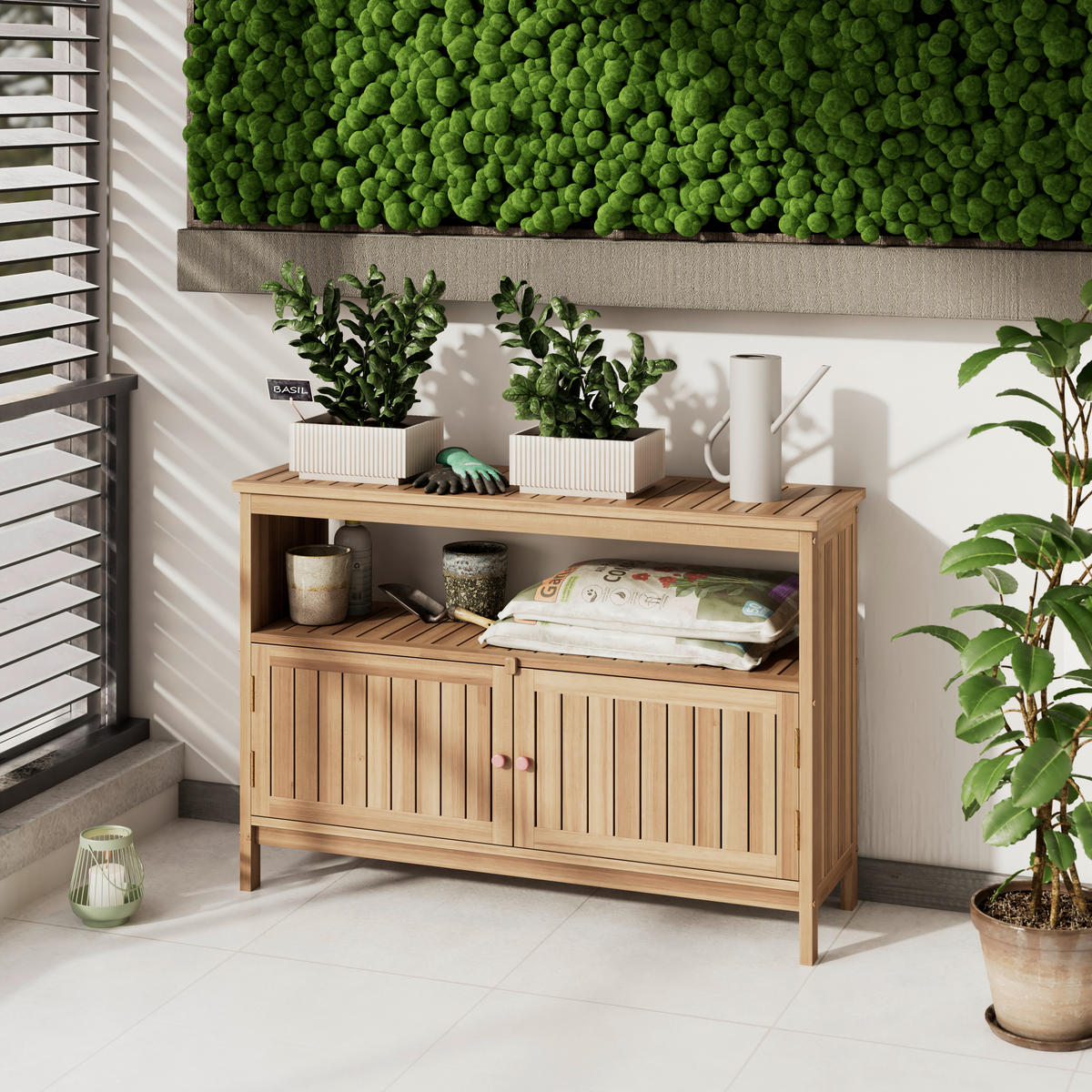 GARTENKOMMODE 110/75/35 cm  - Akaziefarben, MODERN, Holz/Kunststoff (110/75/35cm) - Ambia Garden