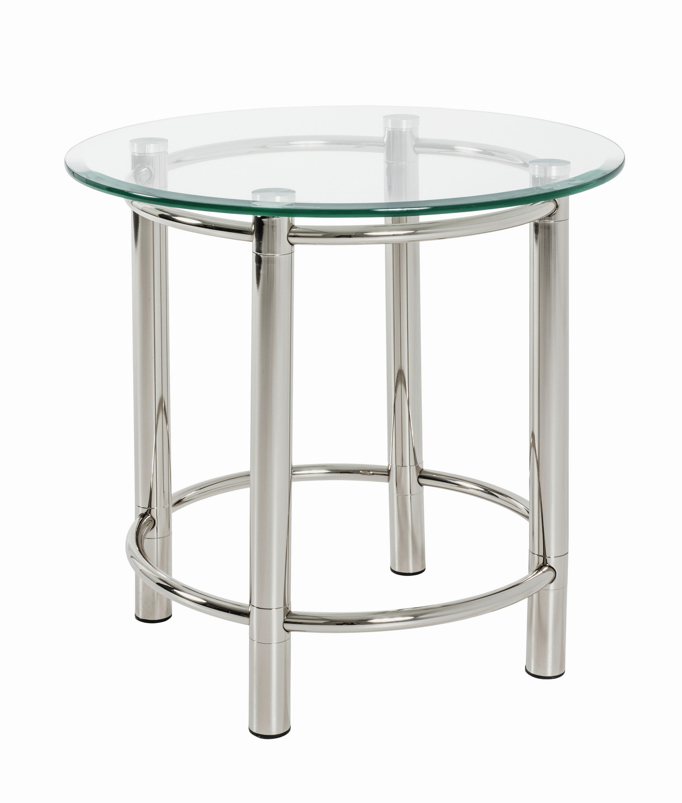 BEISTELLTISCH 55/55/53 cm Chromfarben rund  - Chromfarben, KONVENTIONELL, Glas/Metall (55/55/53cm)