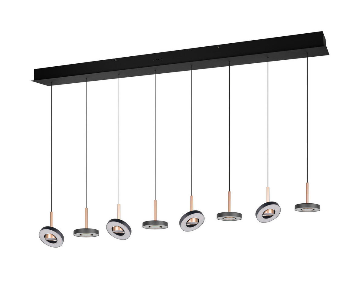 LED-HÄNGELEUCHTE Guano 150/13/200 cm   - Schwarz/Braun, Design, Metall (150/13/200cm) - Trio Leuchten