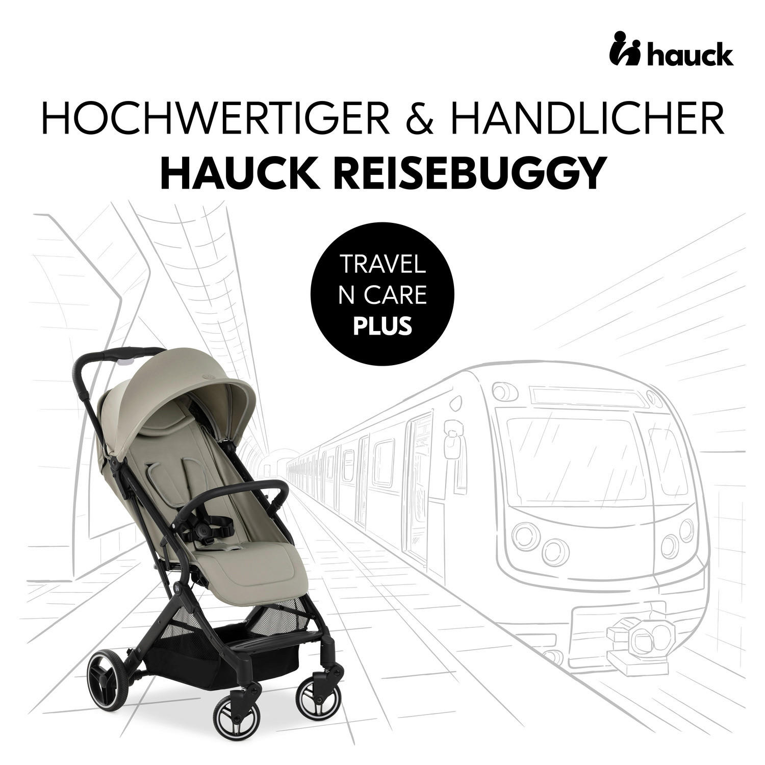 BUGGY  Travel N Care Plus  Jadegrün  - Jadegrün/Schwarz, Basics, Metall (81/51,5/105cm) - Hauck