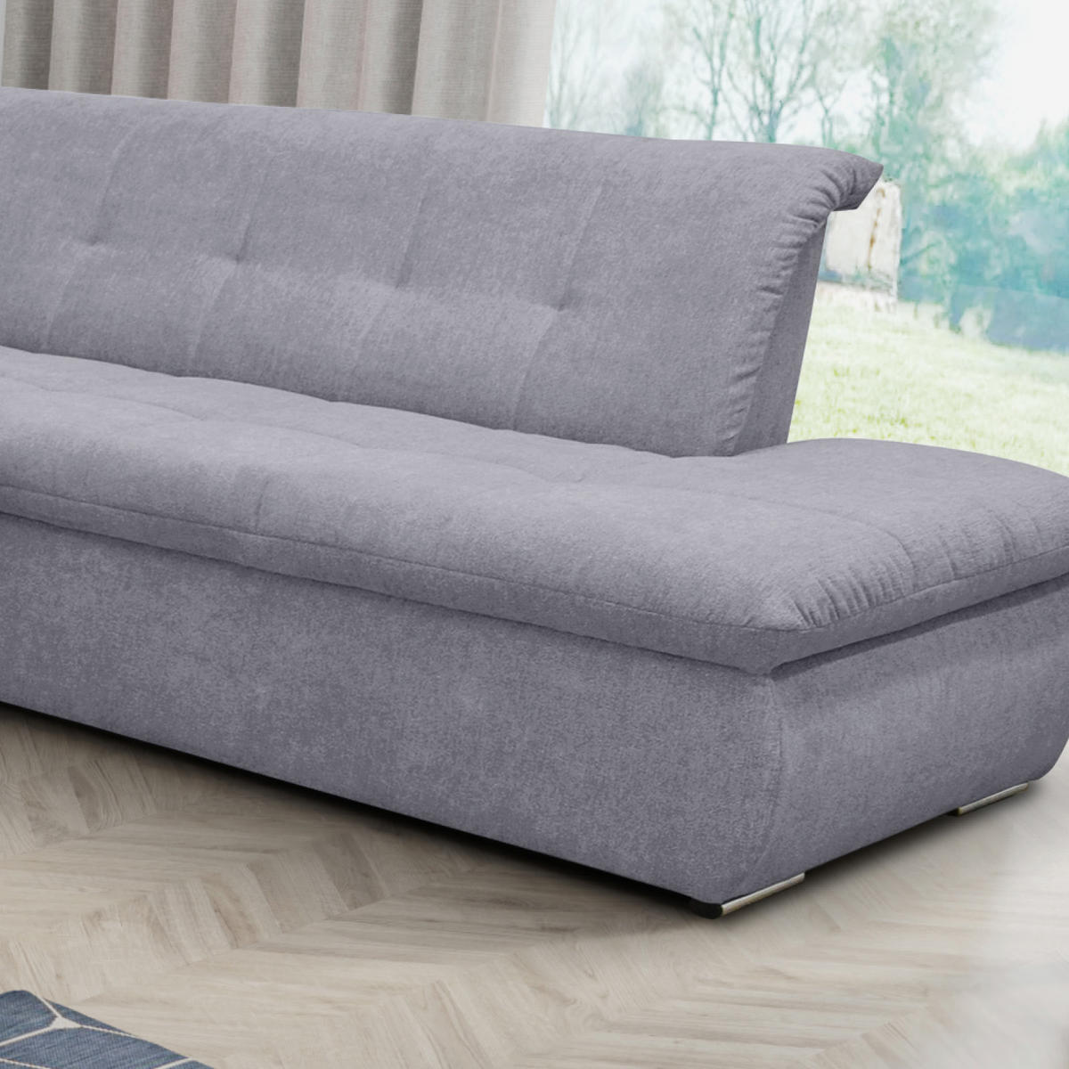 WOHNLANDSCHAFT Grau Mikrofaser  - Chromfarben/Grau, KONVENTIONELL, Textil/Metall (172/353/216cm) - MID.YOU