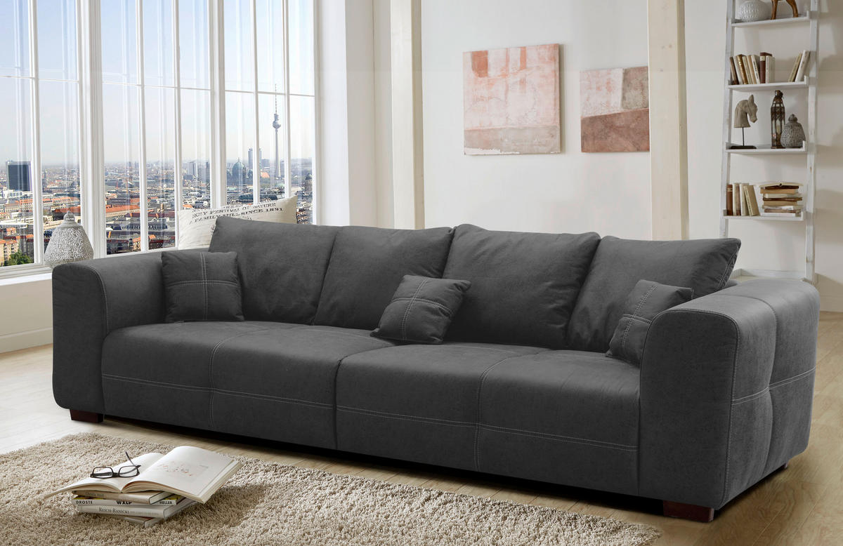 BIGSOFA in Flachgewebe Anthrazit  - Anthrazit/Beige, KONVENTIONELL, Holz/Textil (287/69/108cm) - Sit & More