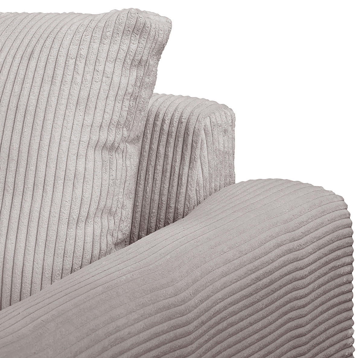 ECKSOFA inkl. Hocker Ariella Grau Cord  - Naturfarben/Grau, Design, Holz/Textil (161/231cm) - Livetastic