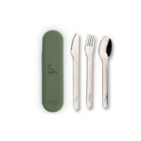 KINDERBESTECK 3-teilig  - Grün, Basics, Kunststoff/Metall (17,3/1,9/4,8cm)